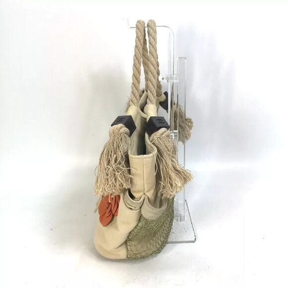 CHANEL CC Mark Clover Flower fish bag net bag Tote Bag Shoulder Bag Canvas Beige - Picture 9 of 16